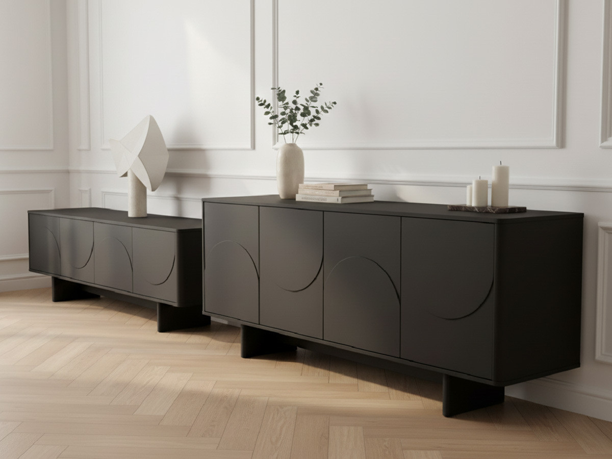 ESTEBAN set met 180 cm dressoir + 180 cm tv-meubel met geometrische vormen