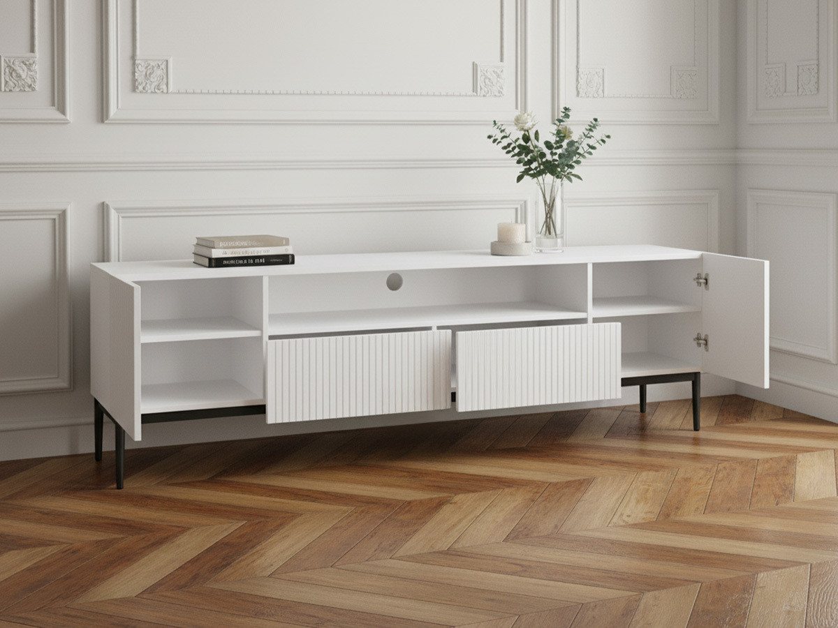 KASHA 200 cm tv-meubel met nis Zwarte poten