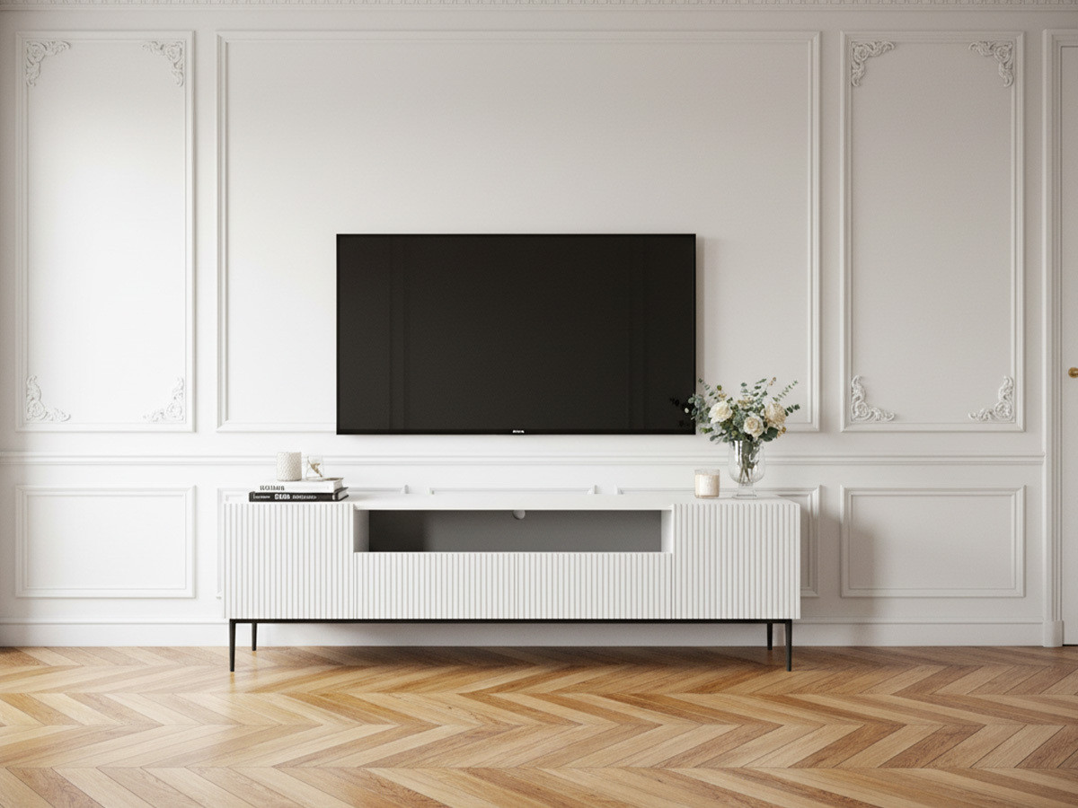 KASHA 200 cm tv-meubel met nis Zwarte poten