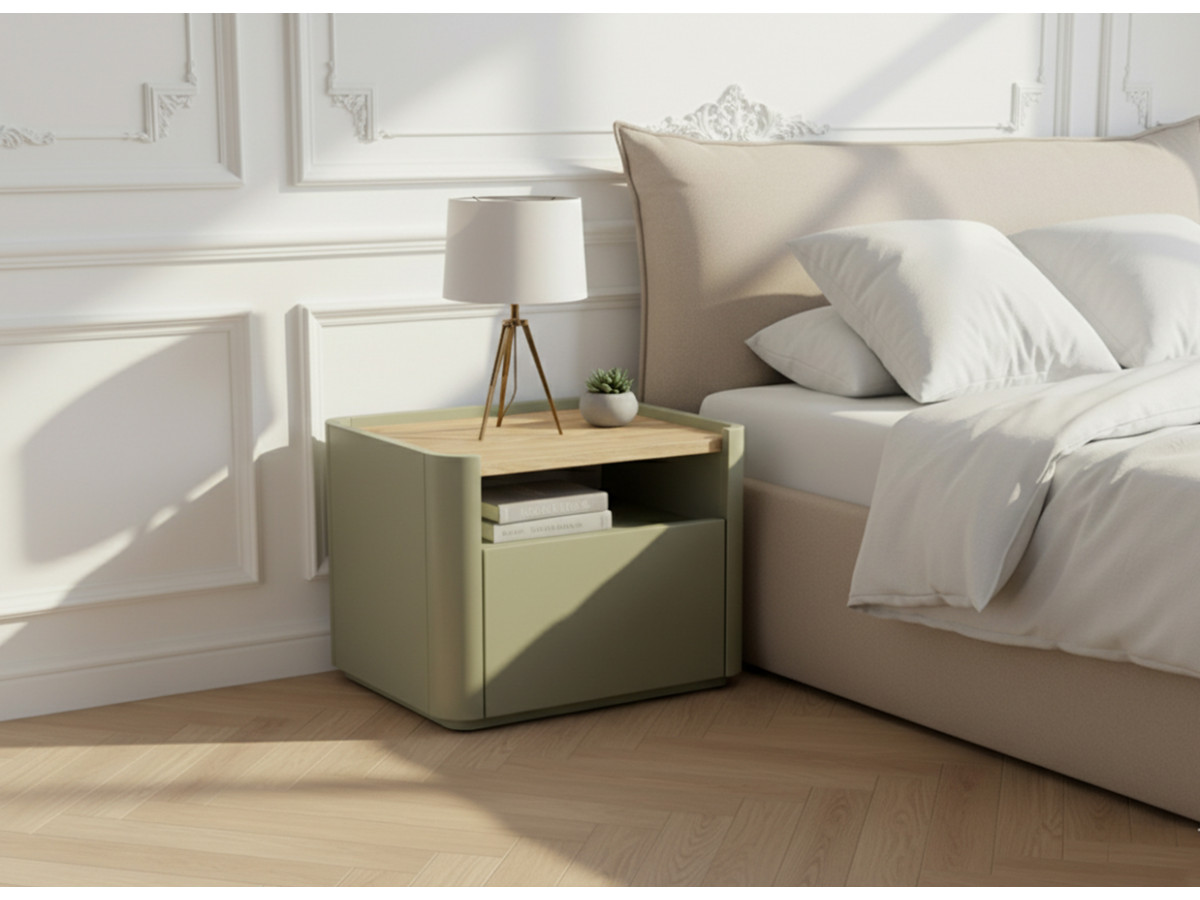 Table de chevet 1 tiroir ANYRA vert — vue 4