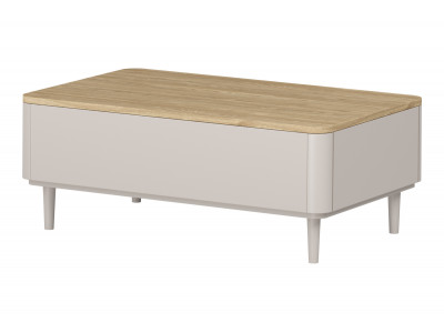 Table basse avec tiroirs ANYRA pieds en bois massif