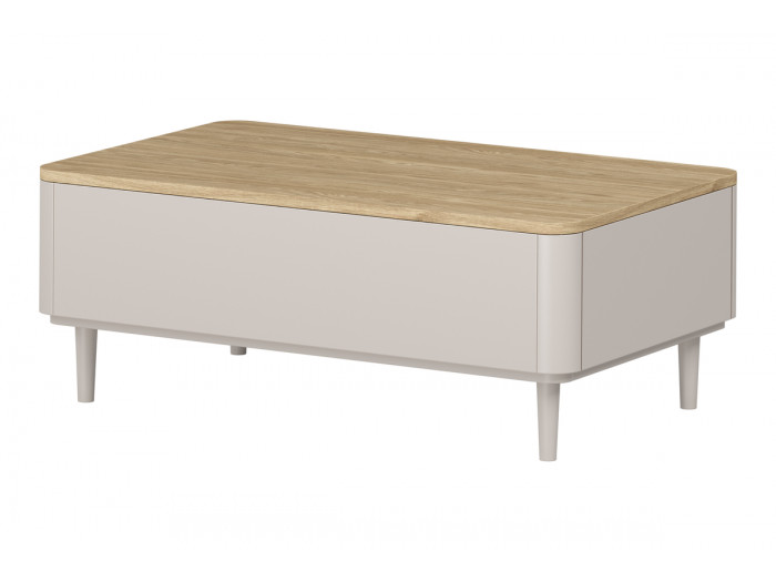 Table basse avec tiroirs ANYA pieds en bois massif
