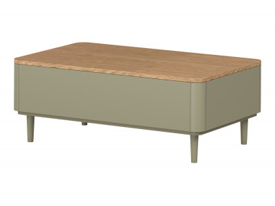 Table basse avec tiroirs ANYRA pieds en bois massif