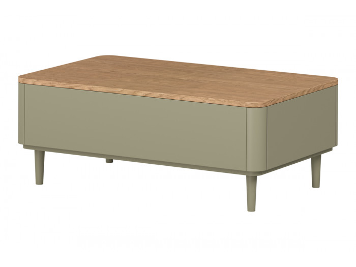 Table basse avec tiroirs ANYA pieds en bois massif