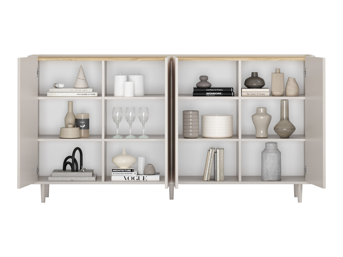 Buffet 4 portes 200 cm ANYRA pieds en bois massif