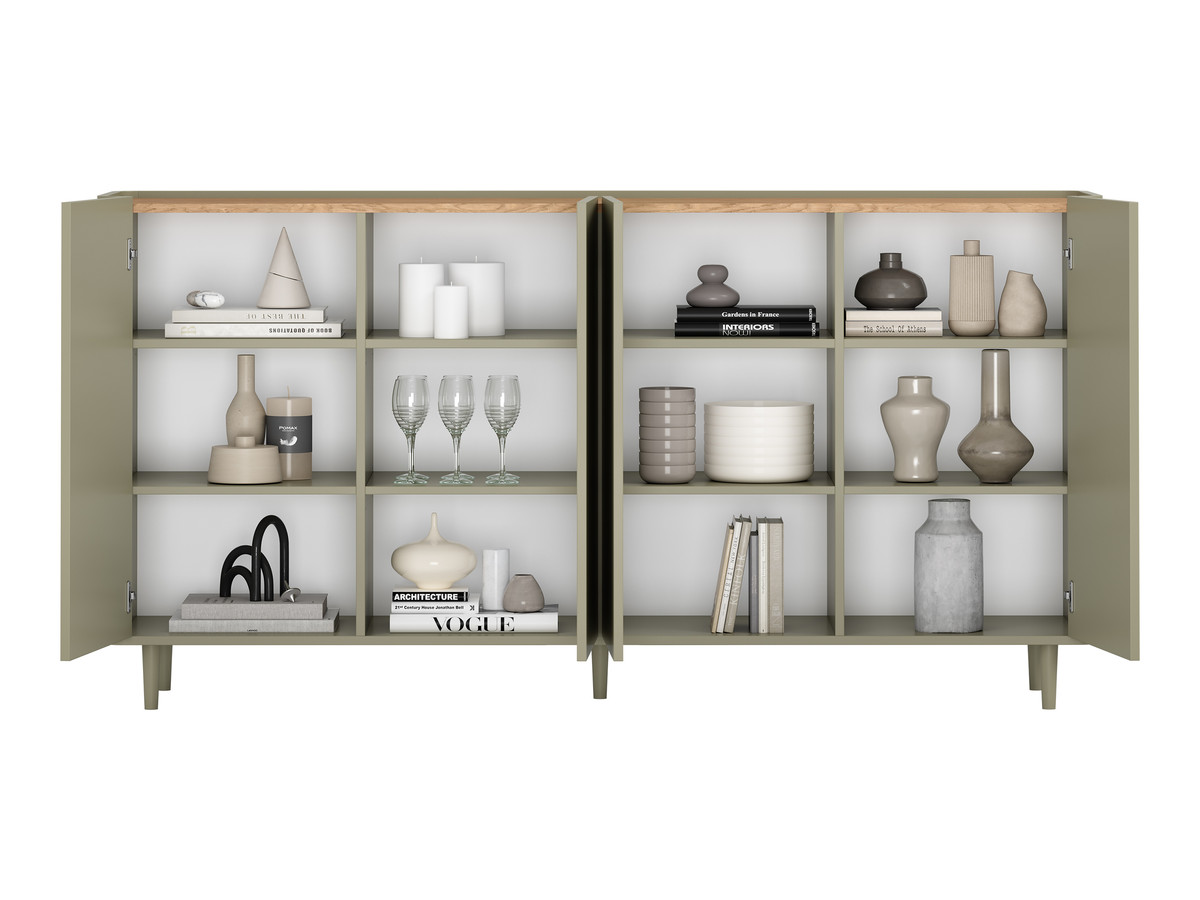 Buffet 4 portes 200 cm ANYRA pieds en bois massif