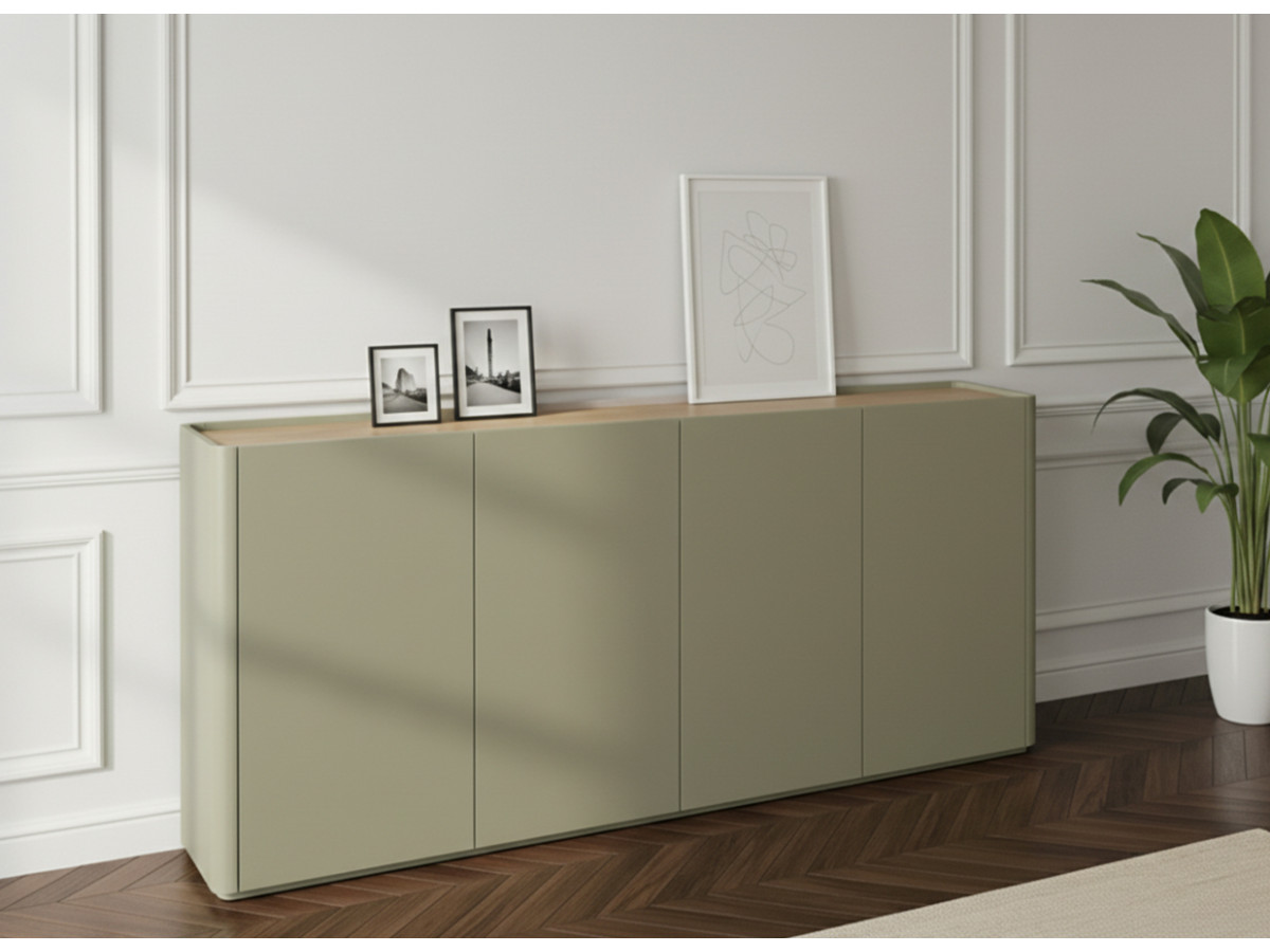 Buffet 4 portes 200 cm ANYRA vert — vue 4