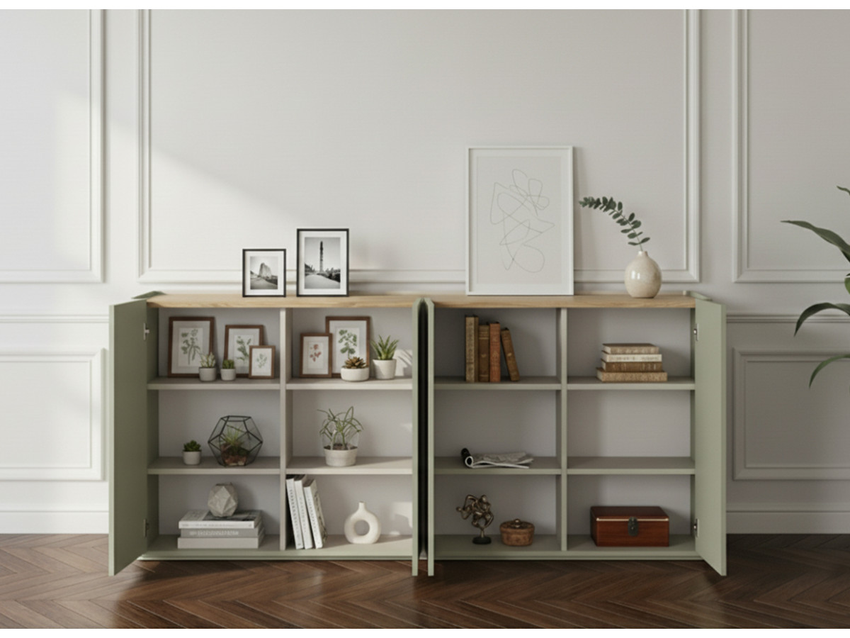Buffet 4 portes 200 cm ANYRA vert — vue 6