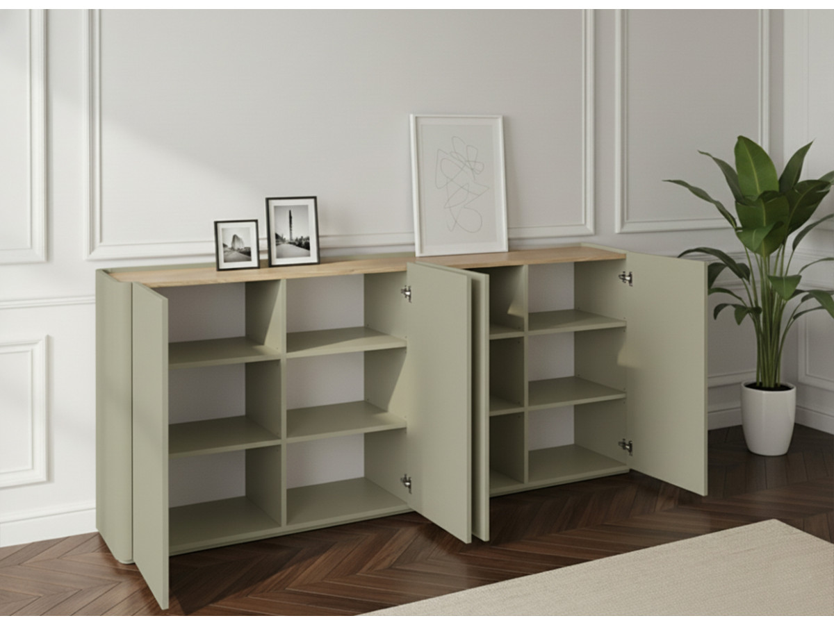 Buffet 4 portes 200 cm ANYRA vert — vue 5