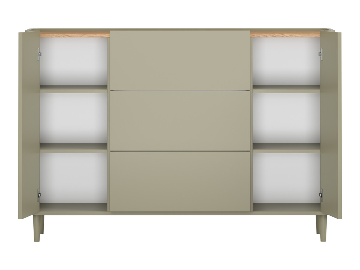Buffet 2 portes 3 tiroirs 150 cm ANYRA pieds en bois massif