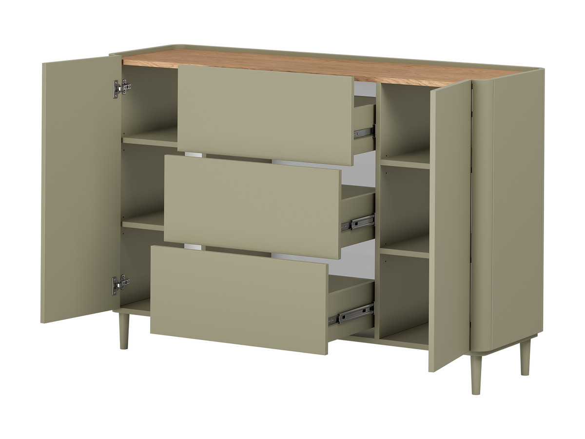 Buffet 2 portes 3 tiroirs 150 cm ANYRA pieds en bois massif