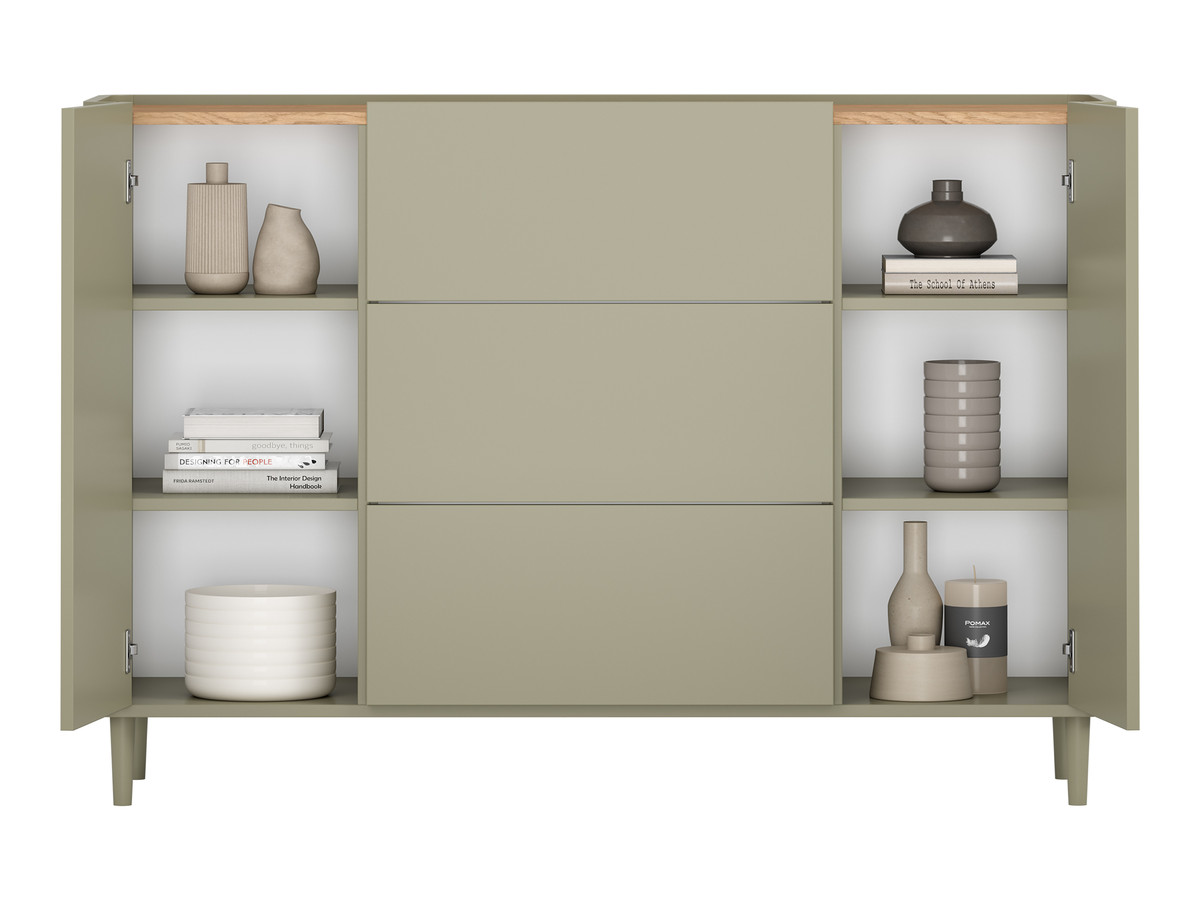 Buffet 2 portes 3 tiroirs 150 cm ANYRA pieds en bois massif