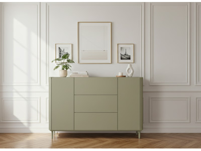 Buffet 2 portes 3 tiroirs 150 cm ANYRA pieds en bois massif
