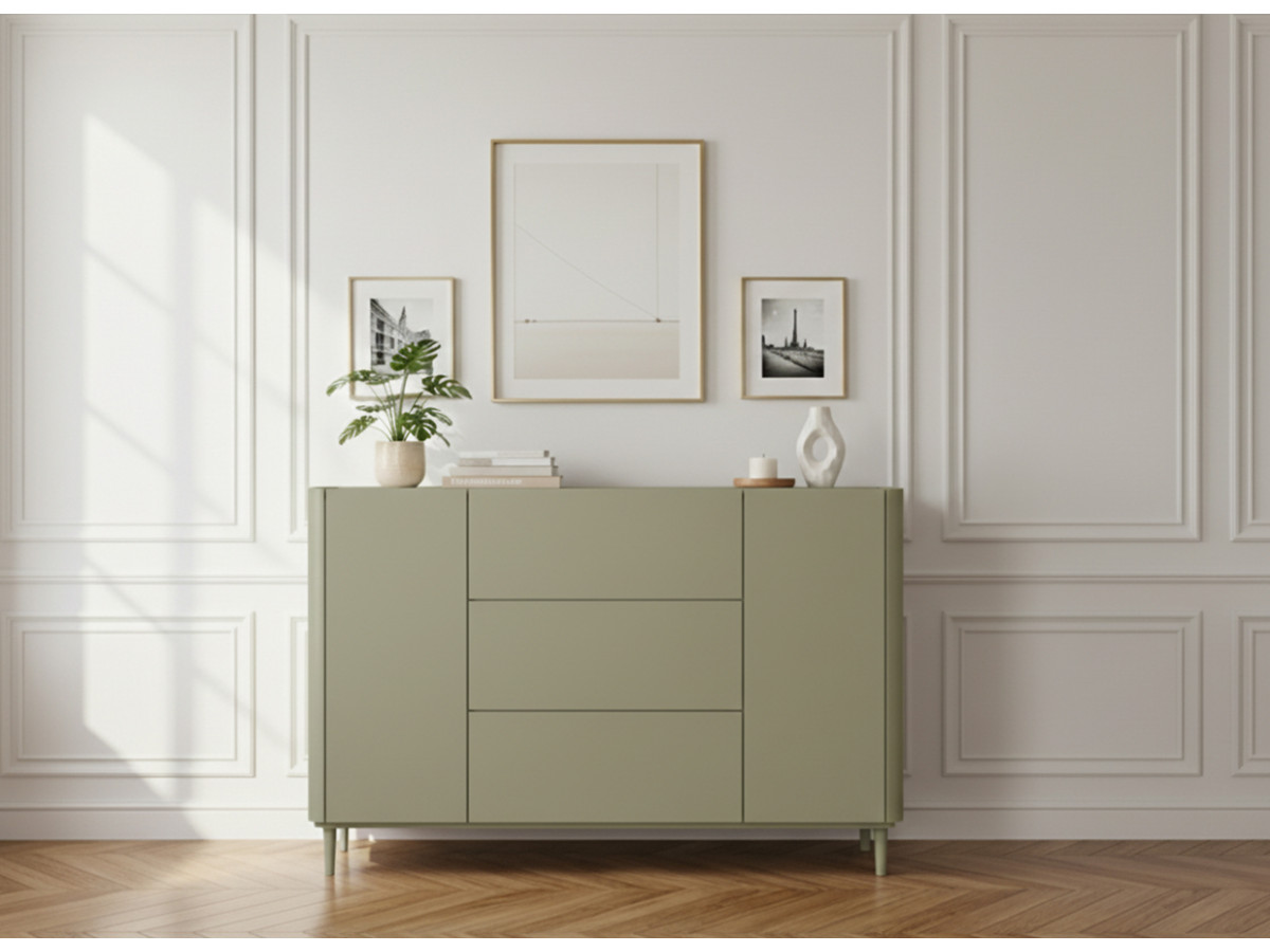 Buffet 2 portes 3 tiroirs 150 cm ANYA pieds en bois massif