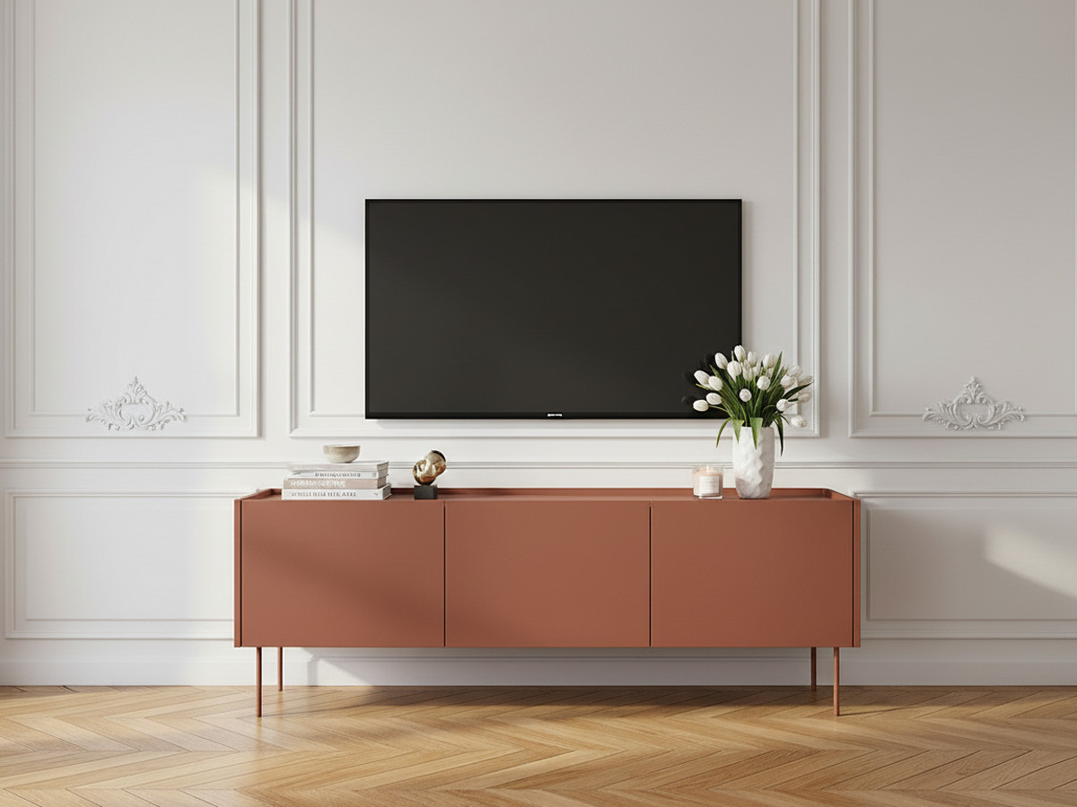 Meuble TV 3 portes 170 cm ATLAS rouge — vue 5