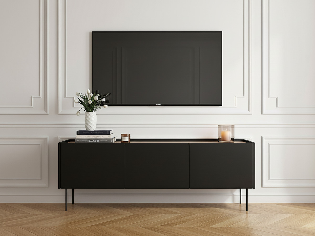 Meuble TV 3 portes 170 cm ATLAS noir — vue 4