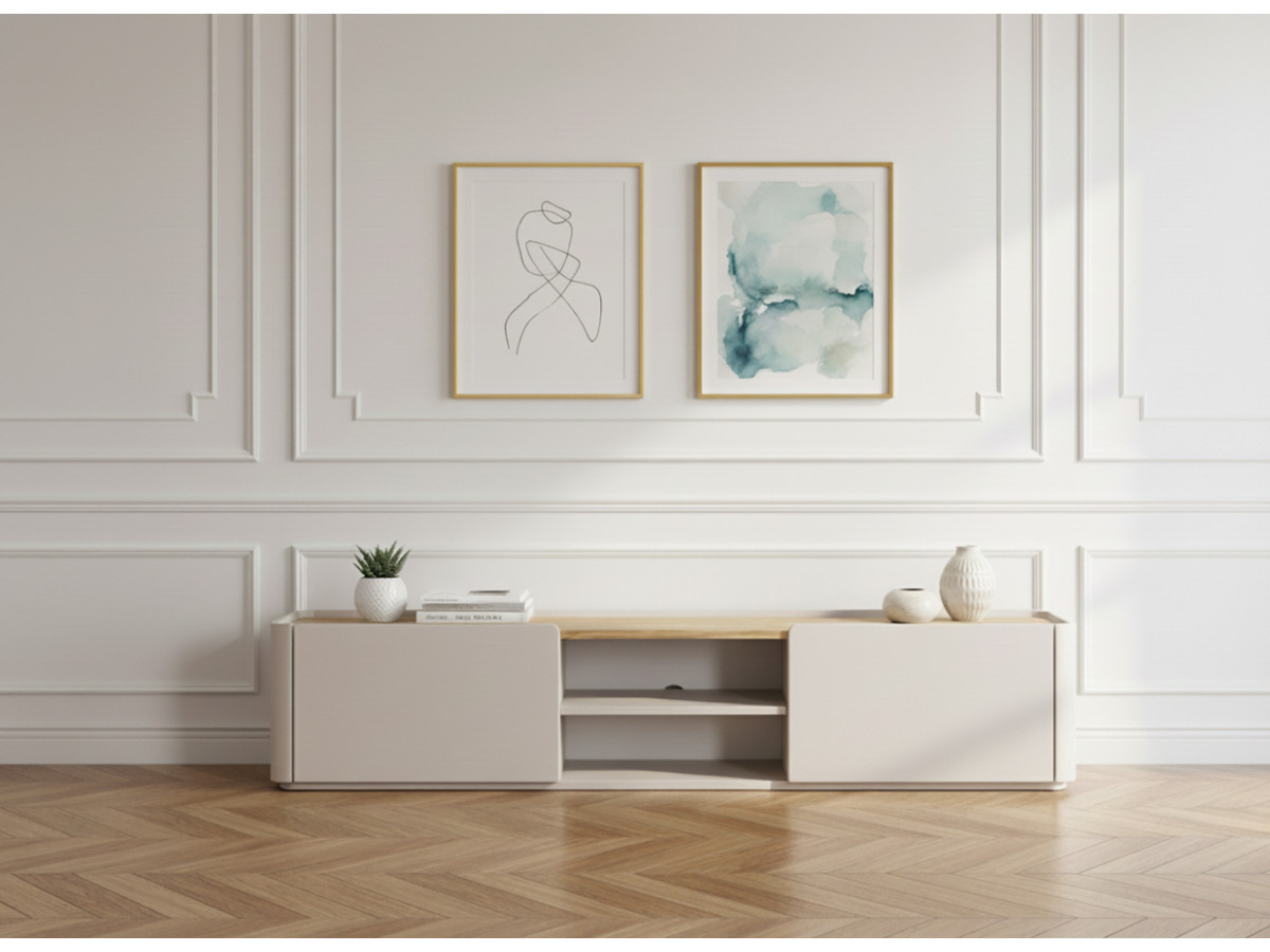 Meuble TV 1 porte 1 tiroir 220 cm ANYRA beige