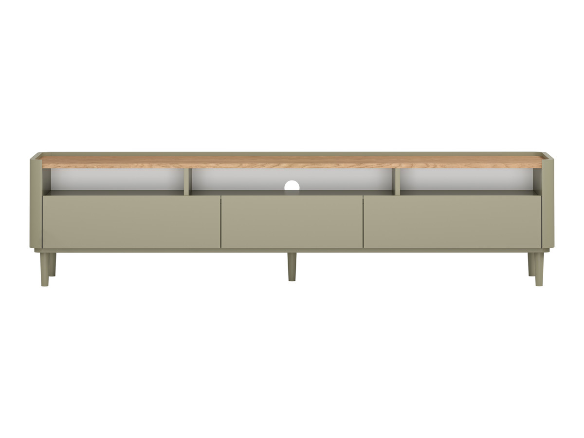 Meuble TV 1 porte 2 tiroirs 200 cm ANYRA pieds en bois massif