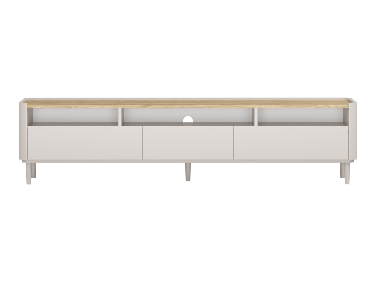 Meuble TV 1 porte 2 tiroirs 200 cm ANYRA pieds en bois massif