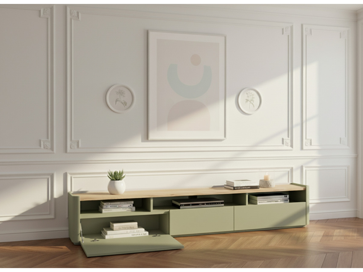 Meuble TV 1 porte 2 tiroirs 200 cm ANYRA