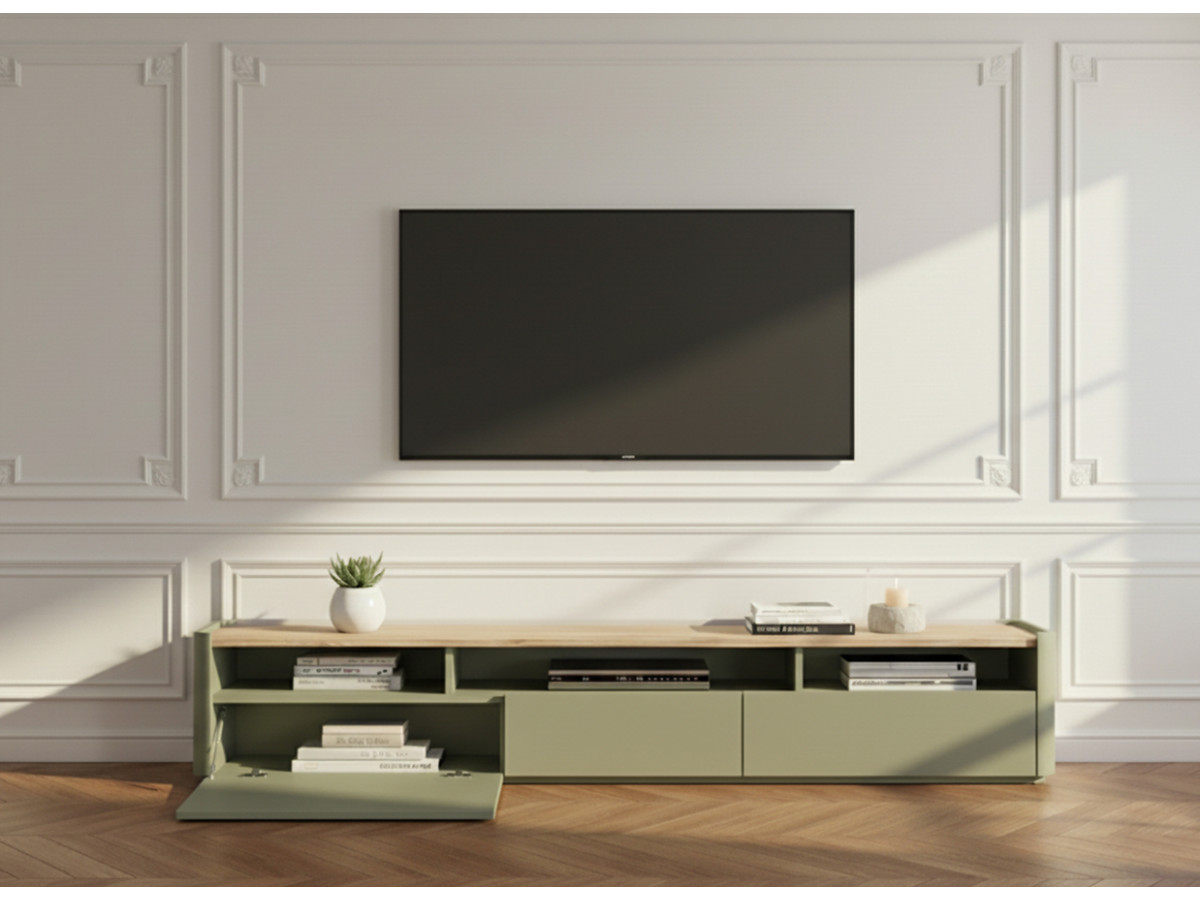 Meuble TV 1 porte 2 tiroirs 200 cm ANYRA