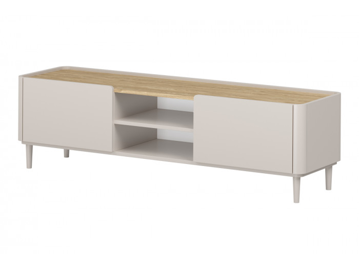Meuble TV 1 porte 1 tiroir 170 cm ANYA pieds en bois massif