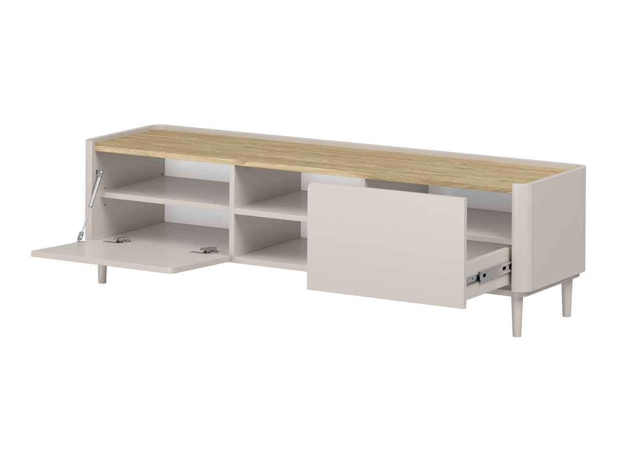 Meuble TV 1 porte 1 tiroir 170 cm ANYRA pieds en bois massif