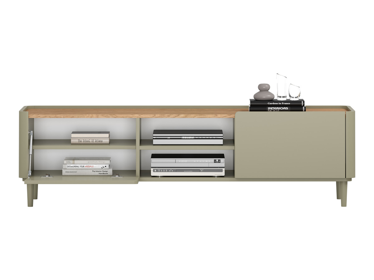 Meuble TV 1 porte 1 tiroir 170 cm ANYRA pieds en bois massif