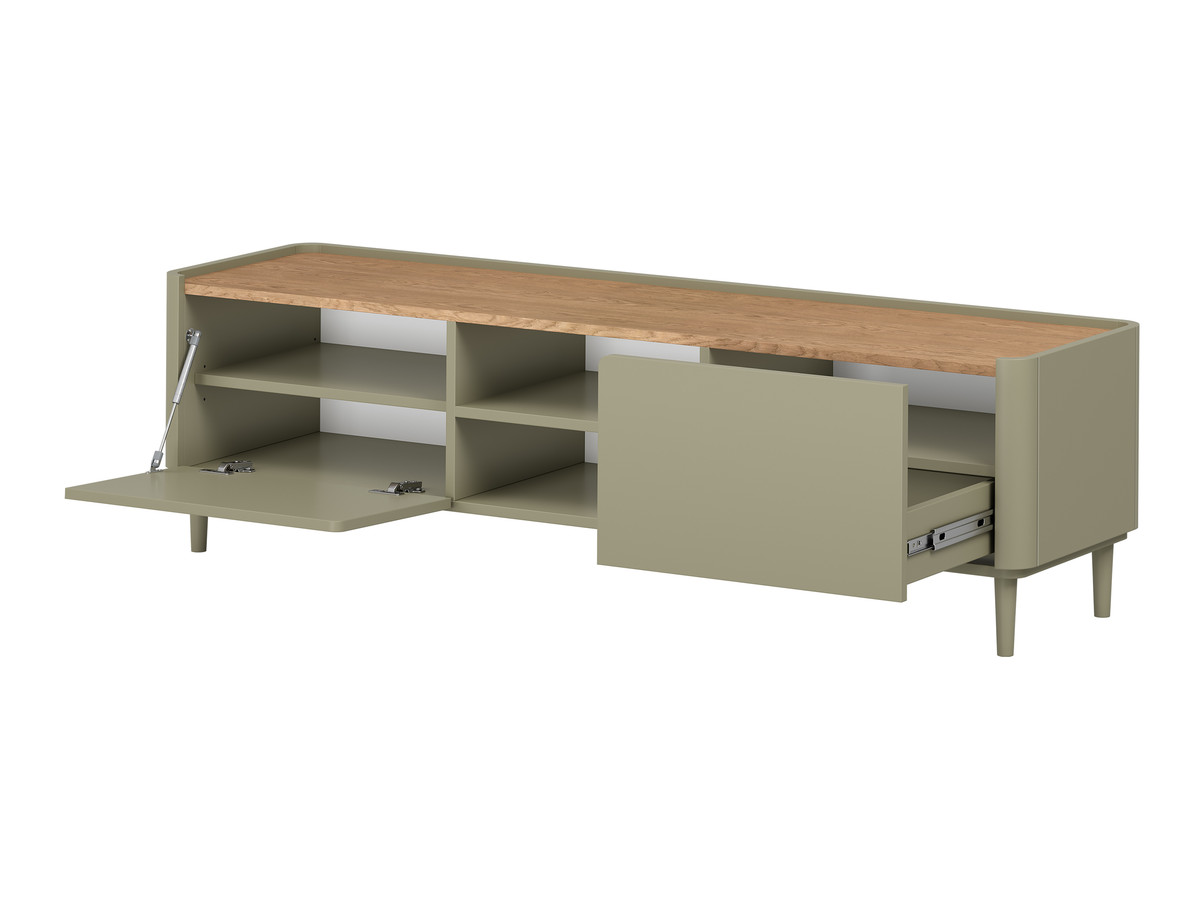 Meuble TV 1 porte 1 tiroir 170 cm ANYRA pieds en bois massif