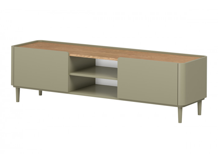 Meuble TV 1 porte 1 tiroir 170 cm ANYA pieds en bois massif