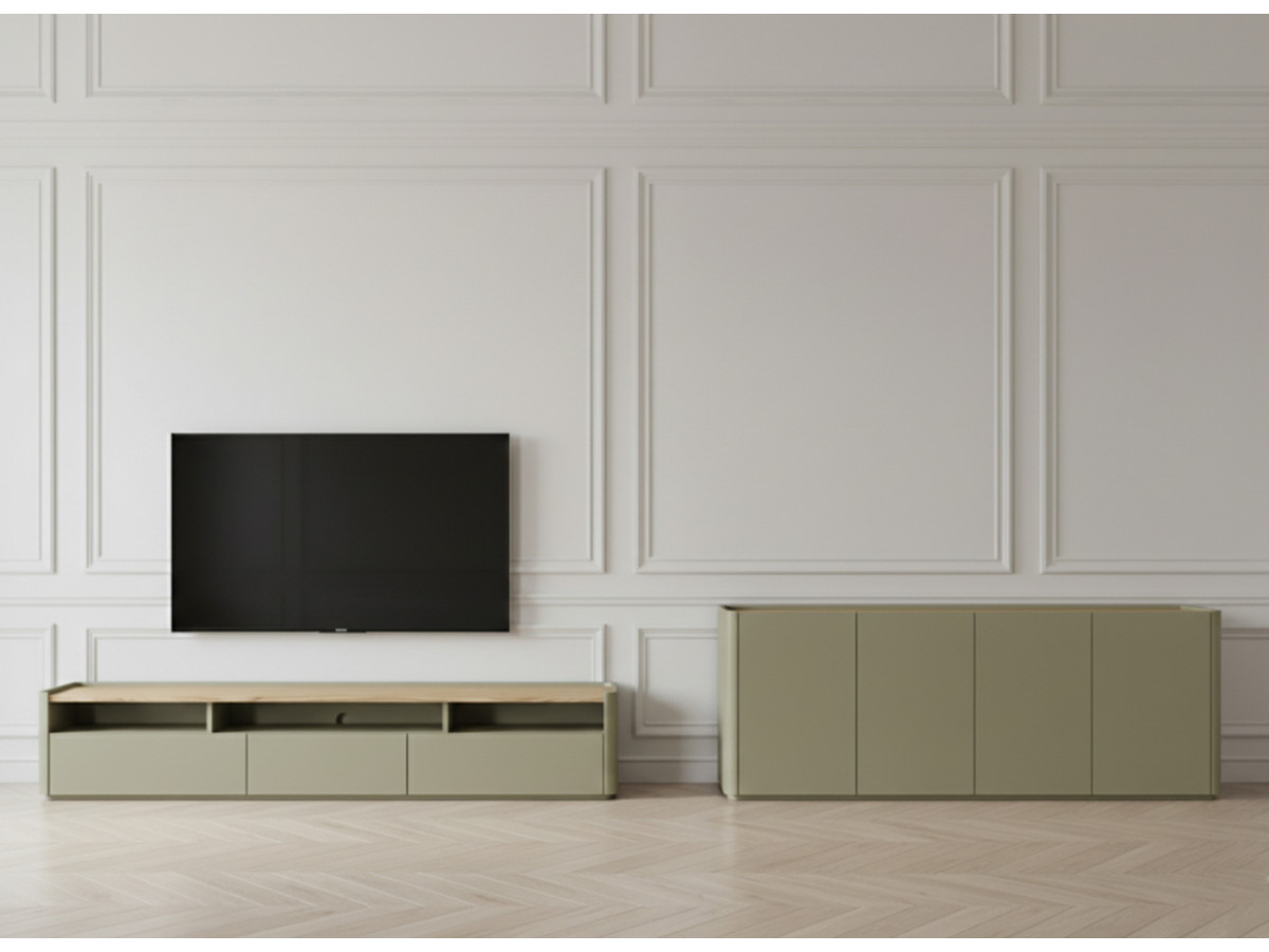 Ensemble ANYRA avec buffet 200 cm + meuble TV 200 cm vert