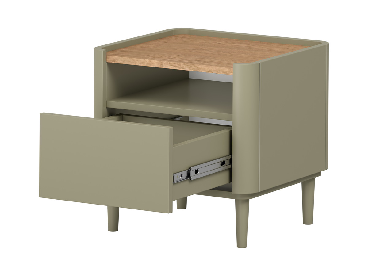 Set van 2 ANYRA nachtkastjes met elk 1 lade, poten van massief hout