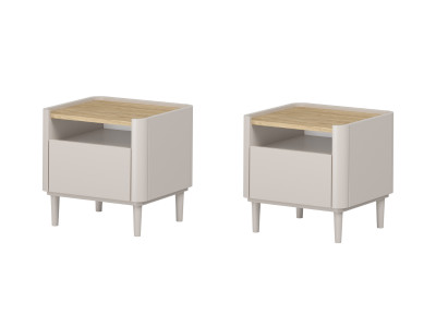 Lot de 2 chevets 1 tiroir ANYRA pieds en bois massif
