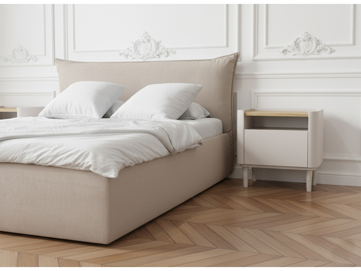 Table de chevet 1 tiroir ANYRA pieds en bois massif beige — vue 6