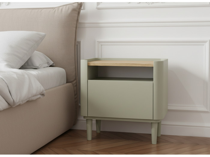 Table de chevet 1 tiroir ANYRA pieds en bois massif