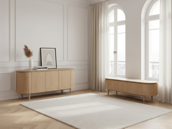 Buffet 5 portes 180 cm SORMIOU placage chêne massif
