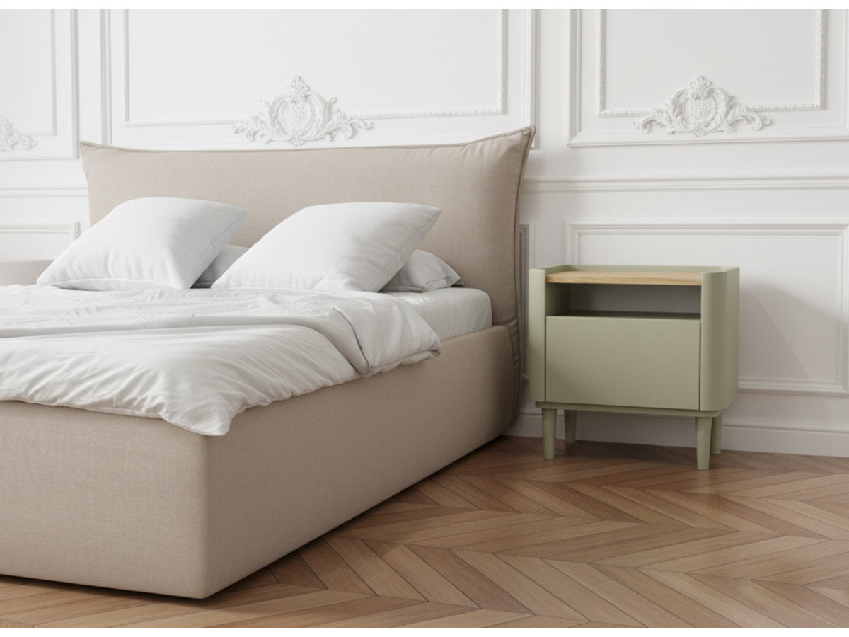 Lot de 2 chevets 1 tiroir ANYRA pieds en bois massif vert — vue 6