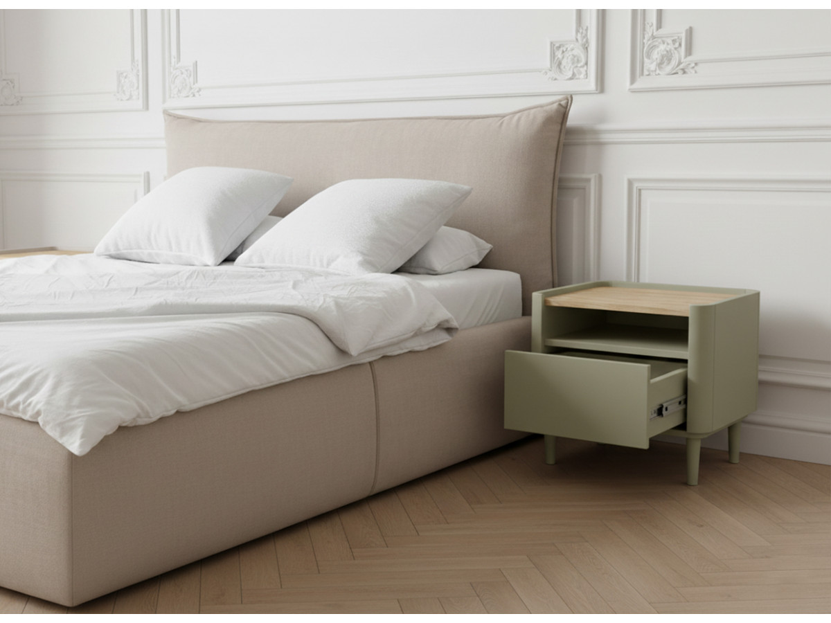 Set van 2 ANYRA nachtkastjes met elk 1 lade, poten van massief hout