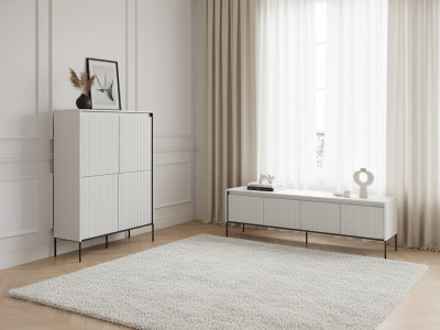 Ensemble LENARA avec buffet haut 100 cm + meuble TV 193 cm avec tasseaux et LED