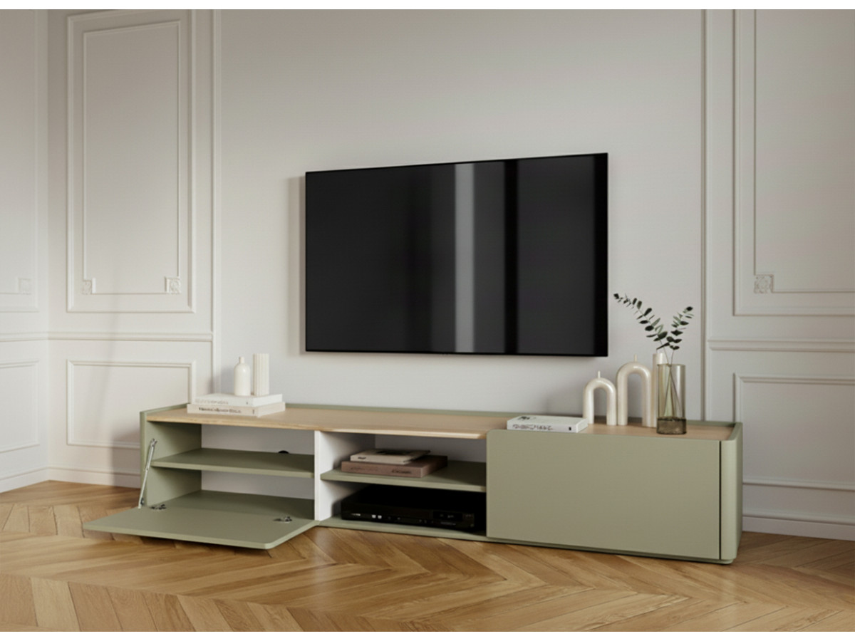 Meuble TV 1 porte 1 tiroir 170 cm ANYRA vert — vue 6