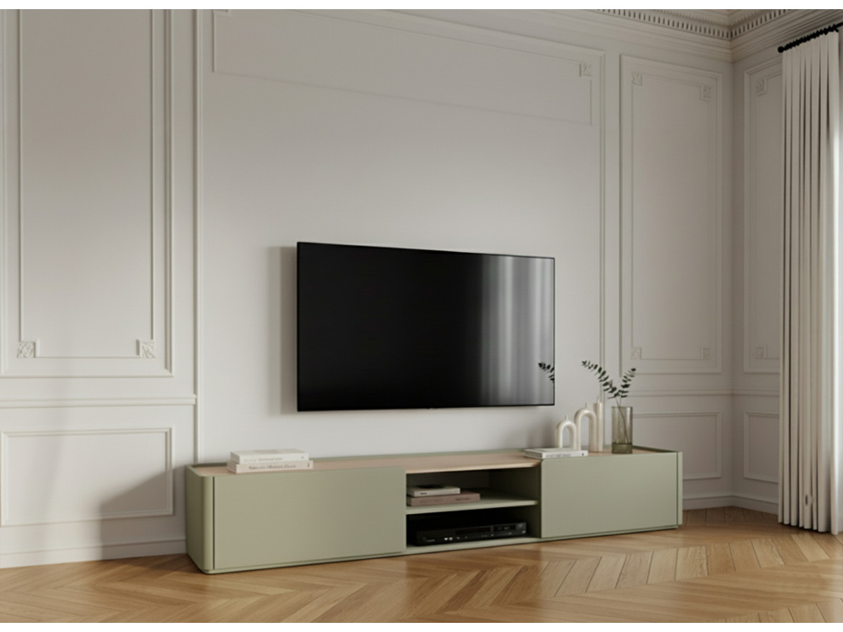 Meuble TV 1 porte 1 tiroir 170 cm ANYRA vert — vue 5