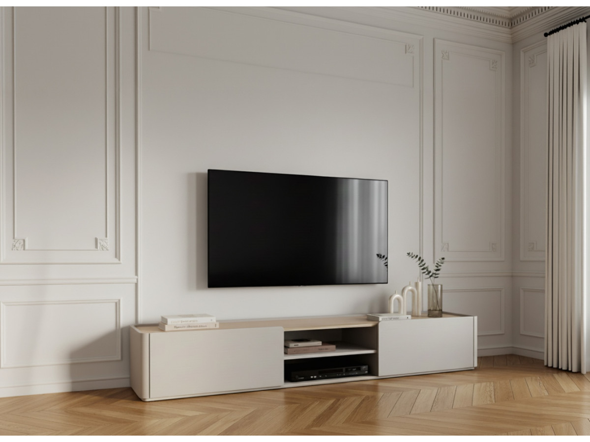 Meuble TV 1 porte 1 tiroir 170 cm ANYRA beige — vue 6