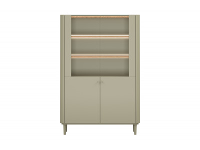 Meuble vitrine 2 portes H. 150 cm ANYRA pieds en bois massif