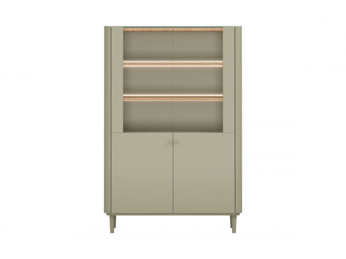Meuble vitrine 2 portes H. 150 cm ANYRA pieds en bois massif