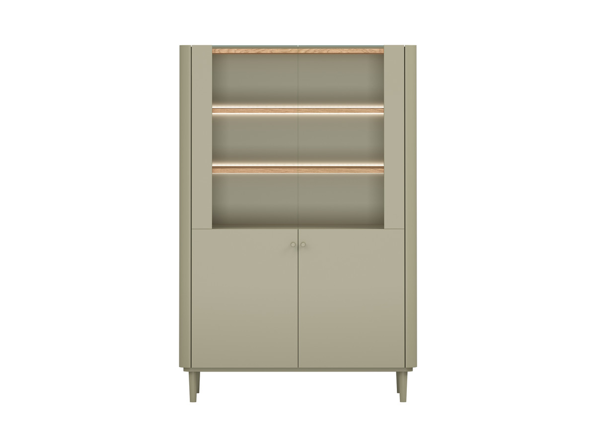 meuble vitrine 2 portes h. 150 cm anyra pieds en bois massif gekleurd vert