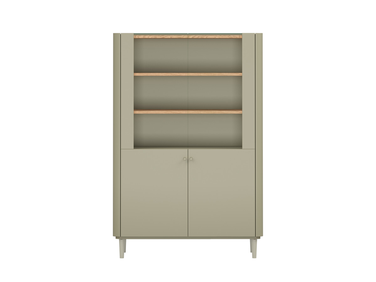 Meuble vitrine 2 portes H. 150 cm ANYRA pieds en bois massif