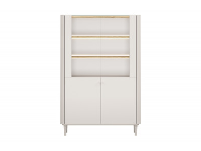 Meuble vitrine 2 portes H. 150 cm ANYRA pieds en bois massif