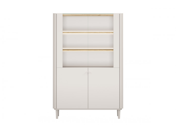 Meuble vitrine 2 portes H. 150 cm ANYRA pieds en bois massif