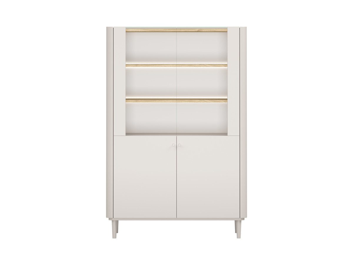 Meuble vitrine 2 portes H. 150 cm ANYRA pieds en bois massif