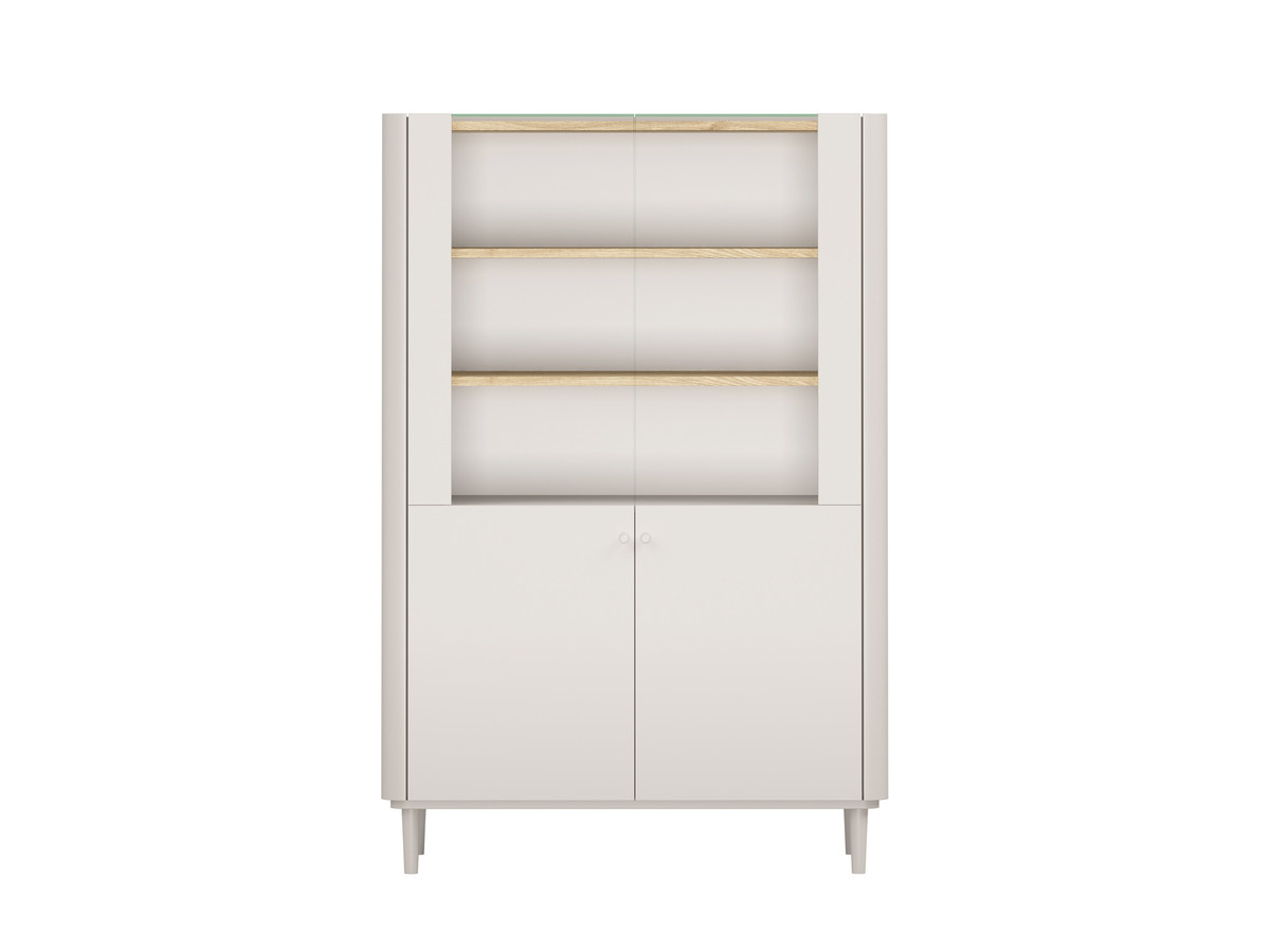 Meuble vitrine 2 portes H. 150 cm ANYRA pieds en bois massif